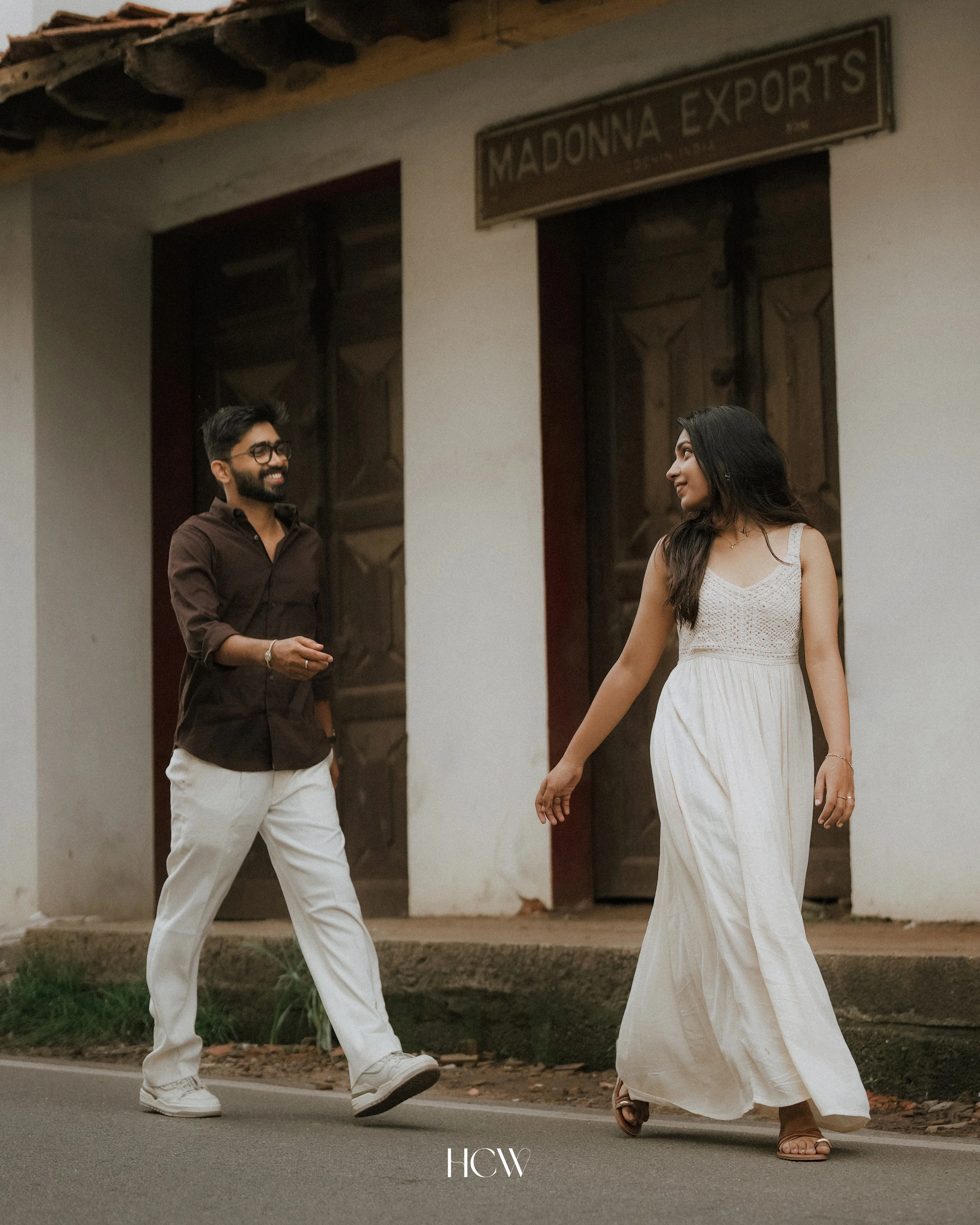 Couple walking together at a heritage venue